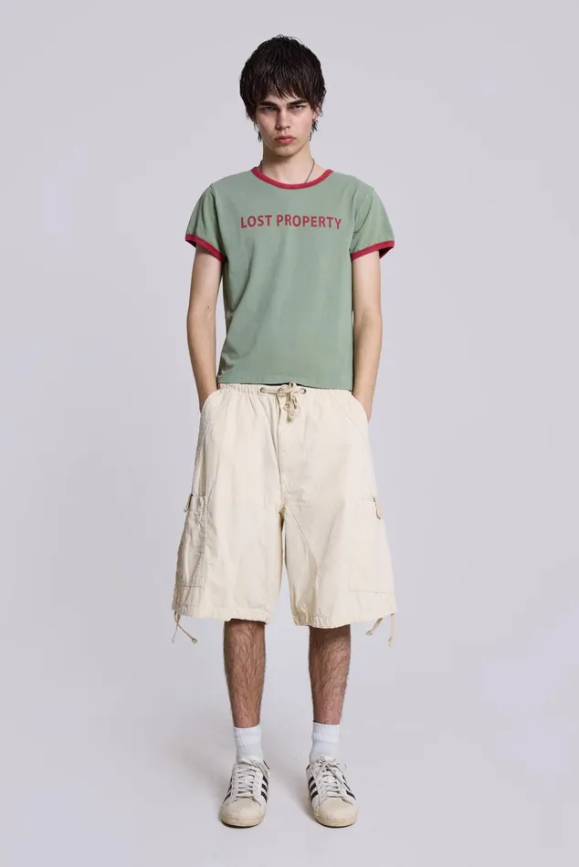 Bestsellers Men Jaded London Shop Ecru Parachute Cargo Shorts