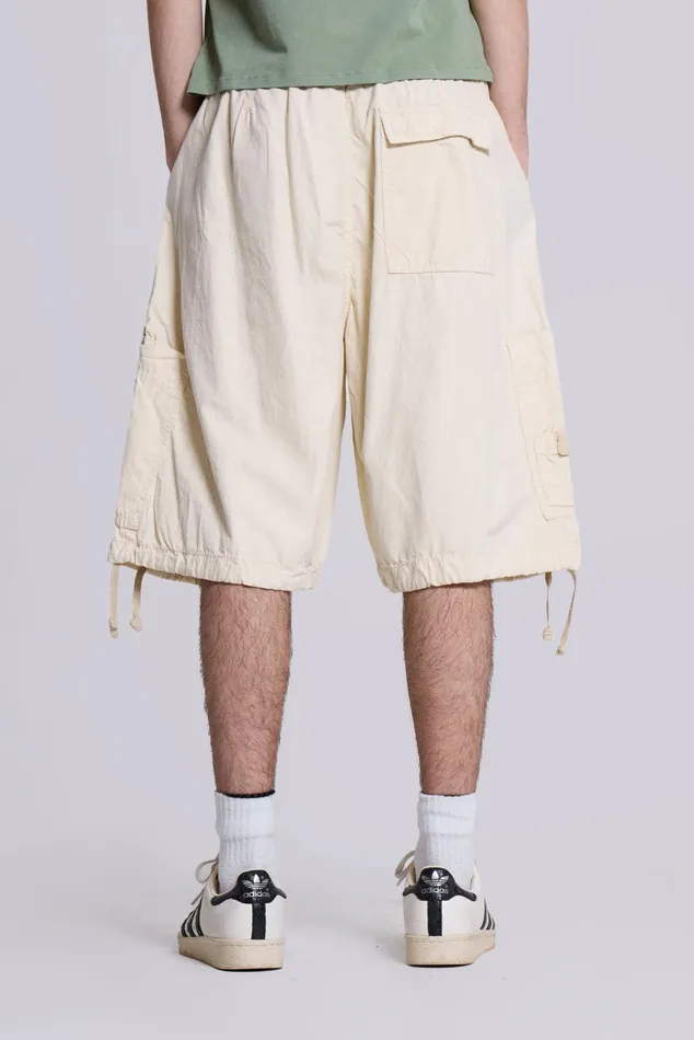 Bestsellers Men Jaded London Shop Ecru Parachute Cargo Shorts