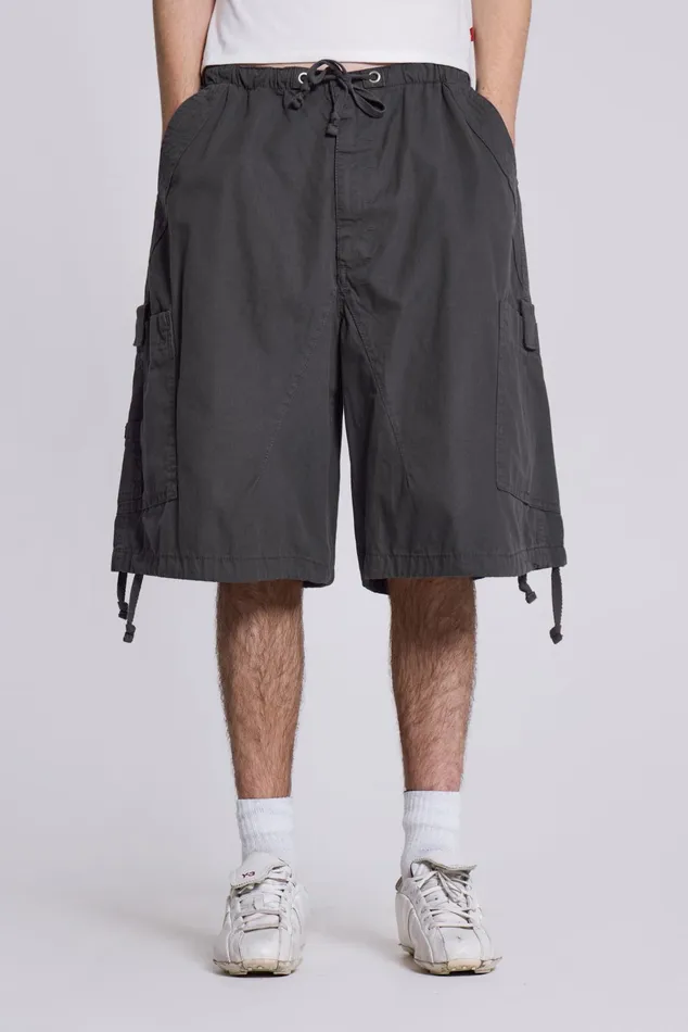 Bestsellers Men Jaded London Shop Vintage Grey Parachute Cargo Shorts