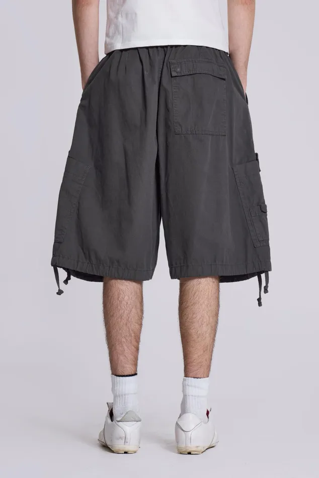 Bestsellers Men Jaded London Shop Vintage Grey Parachute Cargo Shorts