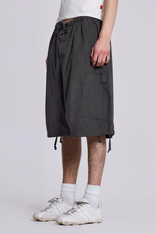 Bestsellers Men Jaded London Shop Vintage Grey Parachute Cargo Shorts