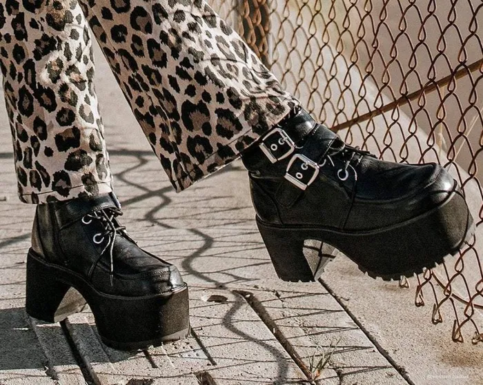 Black 2Buckle Distressed Faux Leather Vegan Nosebleed Boots Women TUK Shoes Boots Black 2Buckle Distressed Faux Leather Vegan Nosebleed Boots Women TUK Shoes Boots