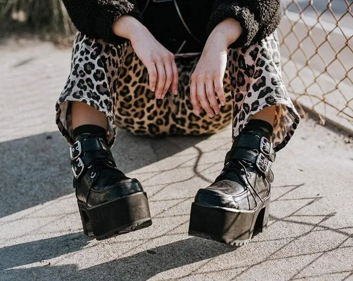 Black 2Buckle Distressed Faux Leather Vegan Nosebleed Boots Women TUK Shoes Boots Black 2Buckle Distressed Faux Leather Vegan Nosebleed Boots Women TUK Shoes Boots