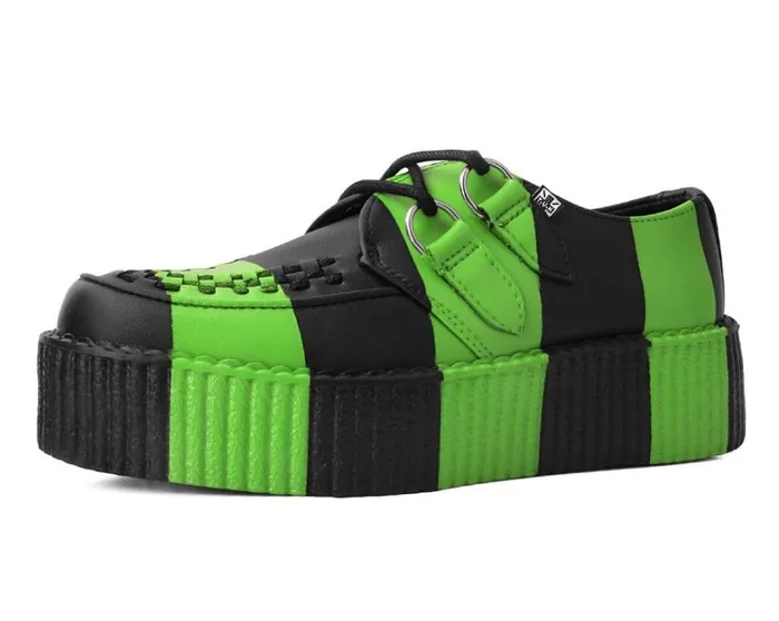 Black and Green Striped Viva Mondo Creeper Women TUK Shoes Vegan