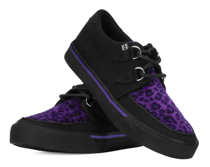 Black and Purple Leopard DRing Sneaker Men TUK Shoes Vegan Black and Purple Leopard DRing Sneaker Men TUK Shoes Vegan