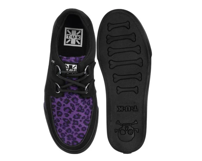 Black and Purple Leopard DRing Sneaker Men TUK Shoes Vegan Black and Purple Leopard DRing Sneaker Men TUK Shoes Vegan