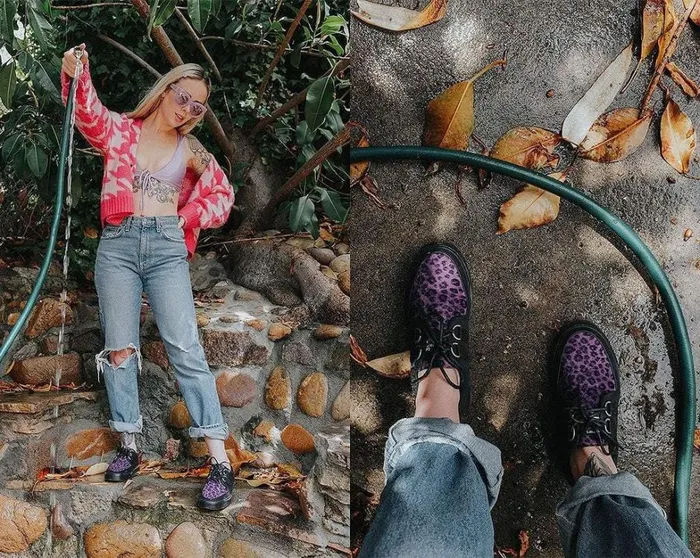 Black and Purple Leopard DRing Sneaker Men TUK Shoes Vegan Black and Purple Leopard DRing Sneaker Men TUK Shoes Vegan