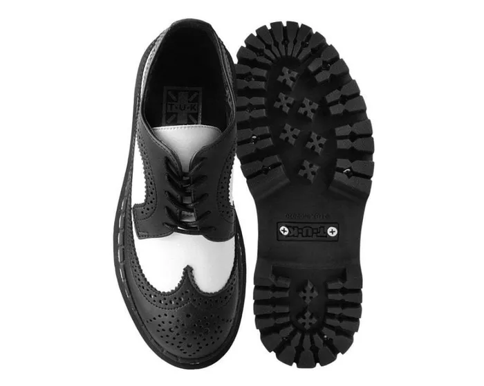 Black and White Double Decker Brogue Men TUK Shoes Vegan Black and White Double Decker Brogue Men TUK Shoes Vegan