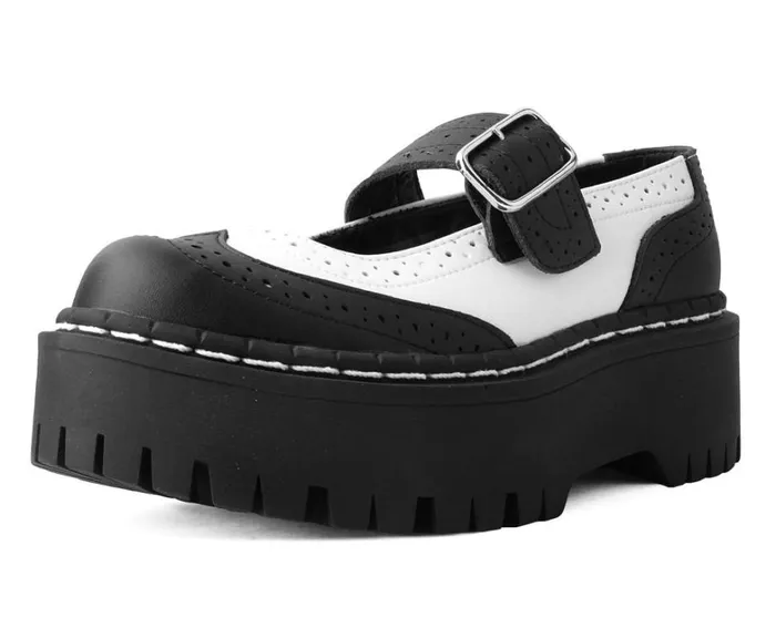 Black and White Double Decker Mary Jane Women TUK Shoes Mary Janes