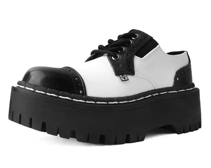 Black and White TUKskin Double Decker Brogue Men TUK Shoes Vegan