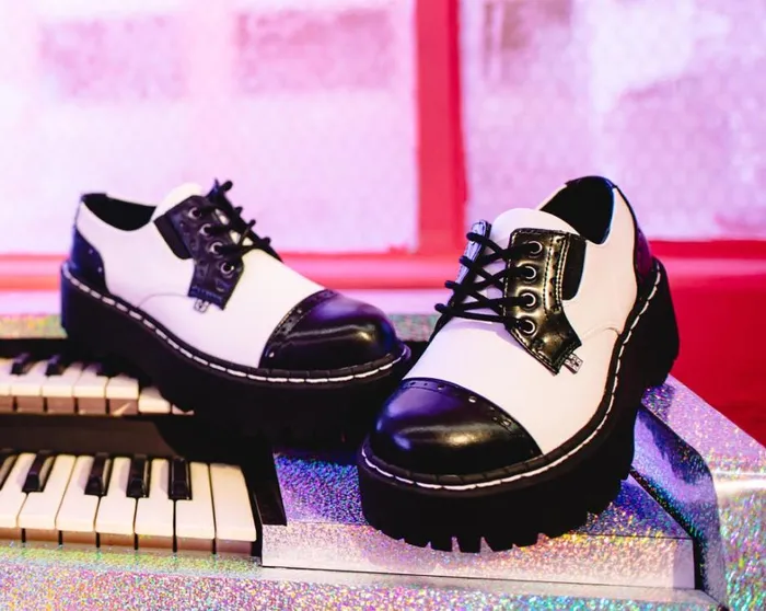 Black and White TUKskin Double Decker Brogue Men TUK Shoes Vegan Black and White TUKskin Double Decker Brogue Men TUK Shoes Vegan