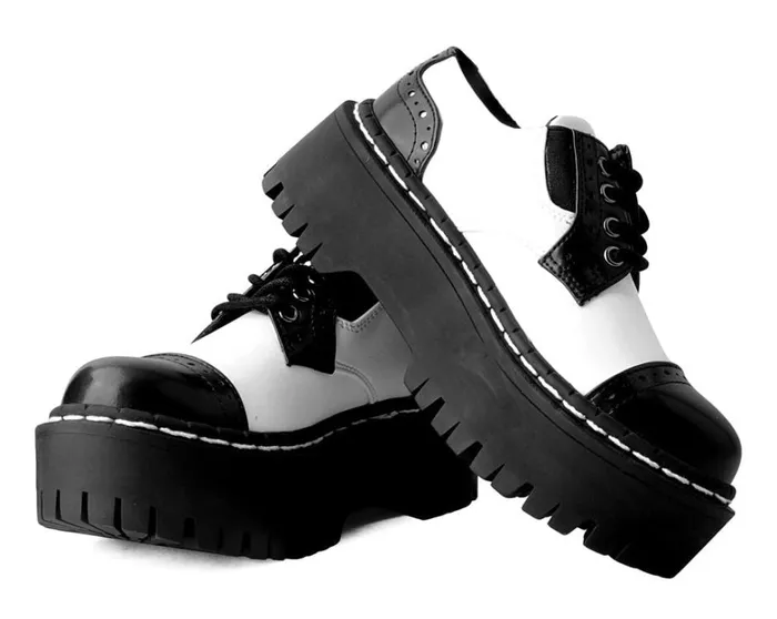 Black and White TUKskin Double Decker Brogue Men TUK Shoes Vegan Black and White TUKskin Double Decker Brogue Men TUK Shoes Vegan