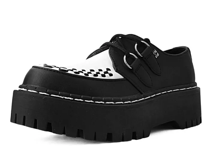 Black and White TUKskin Interlace Double Decker Creeper Men TUK Shoes Vegan
