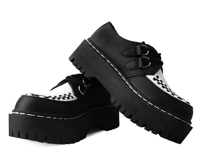 Black and White TUKskin Interlace Double Decker Creeper Men TUK Shoes Vegan Black and White TUKskin Interlace Double Decker Creeper Men TUK Shoes Vegan