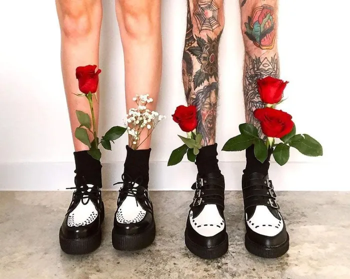 Black and White TUKskin Vegan 3Buckle Pointed Creeper Boot Women TUK Shoes Boots Black and White TUKskin Vegan 3Buckle Pointed Creeper Boot Women TUK Shoes Boots