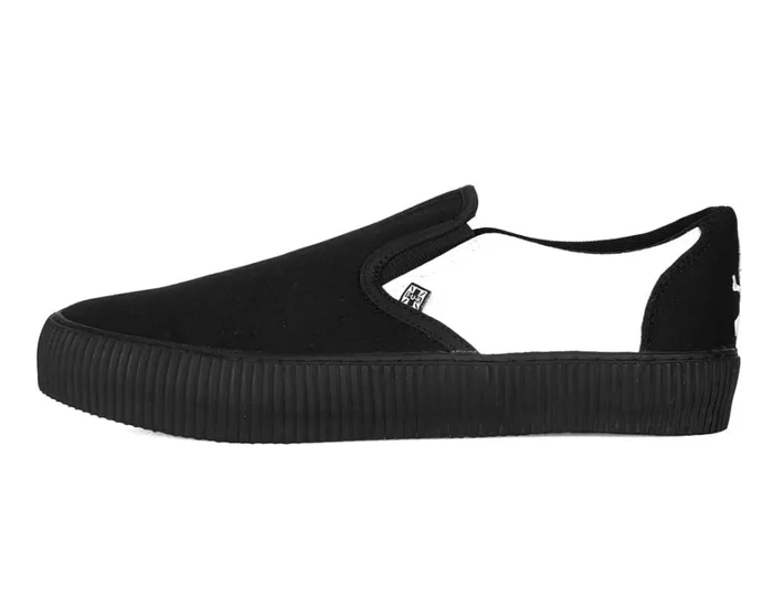 Black and White Twill Skull SlipOn Creeper Sneaker Women TUK Shoes Sneakers Black and White Twill Skull SlipOn Creeper Sneaker Women TUK Shoes Sneakers