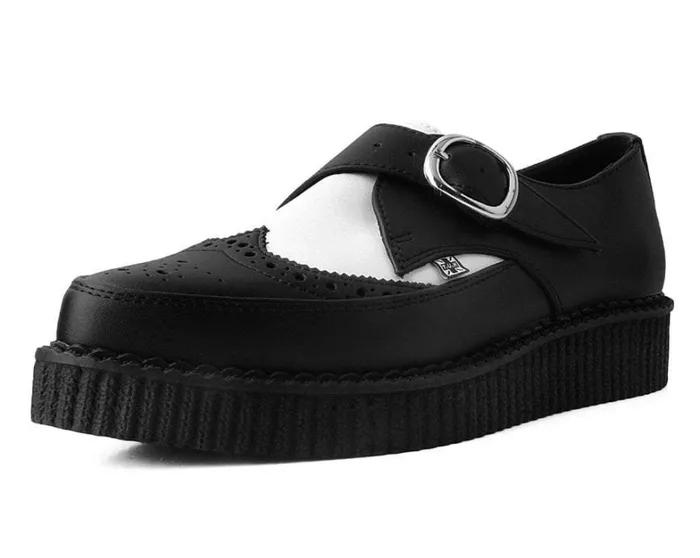 Black and White Vegan TUKskin Wing Buckle Pointed Creeper Women TUK Shoes Vegan Black and White Vegan TUKskin Wing Buckle Pointed Creeper Women TUK Shoes Vegan