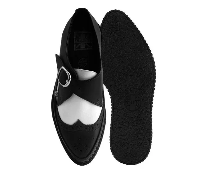 Black and White Vegan TUKskin Wing Buckle Pointed Creeper Women TUK Shoes Vegan Black and White Vegan TUKskin Wing Buckle Pointed Creeper Women TUK Shoes Vegan