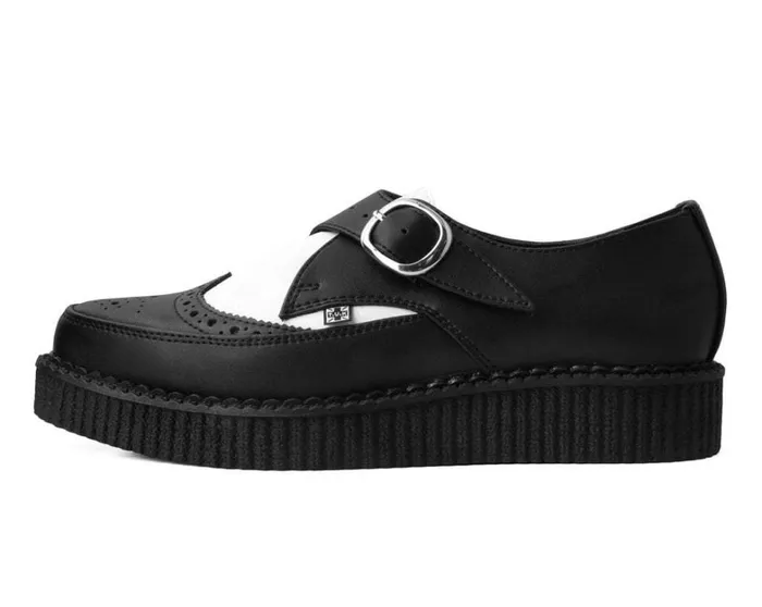 Black and White Vegan TUKskin Wing Buckle Pointed Creeper Women TUK Shoes Vegan Black and White Vegan TUKskin Wing Buckle Pointed Creeper Women TUK Shoes Vegan