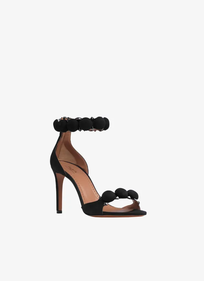 Black Bombe Sandals In Suede Goatskin Women Alaa Sandals Black Bombe Sandals In Suede Goatskin Women Alaa Sandals