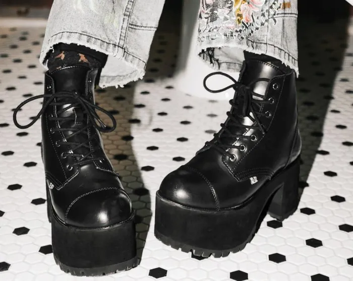 Black BrushOff 7Eye Nosebleed Boot Women TUK Shoes Vegan