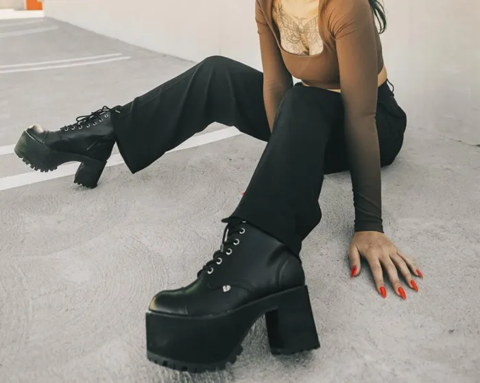 Black BrushOff 7Eye Nosebleed Boot Women TUK Shoes Vegan