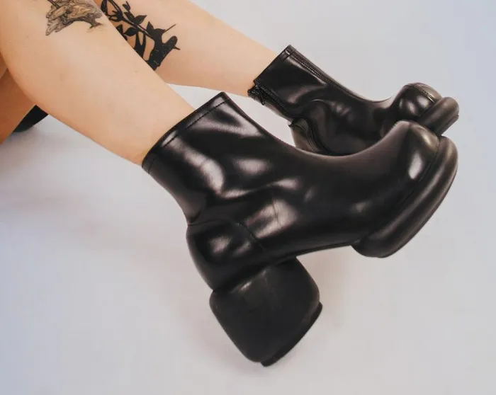 Black Burnished Bubble II Anarchic Zip Boot Women TUK Shoes Boots Black Burnished Bubble II Anarchic Zip Boot Women TUK Shoes Boots