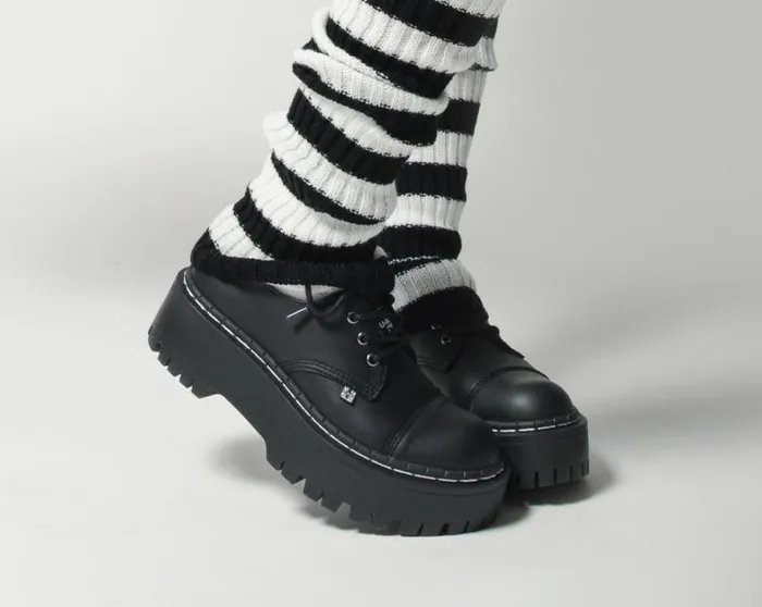 Black Cap Toe Double Decker Brogue Women TUK Shoes Platforms Black Cap Toe Double Decker Brogue Women TUK Shoes Platforms