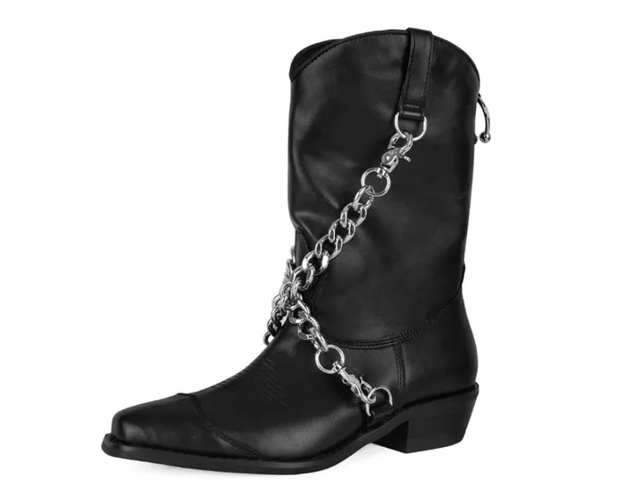 Black Chain Western Boot Women TUK Shoes Boots