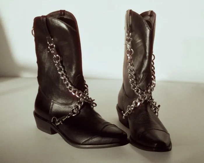 Black Chain Western Boot Women TUK Shoes Boots