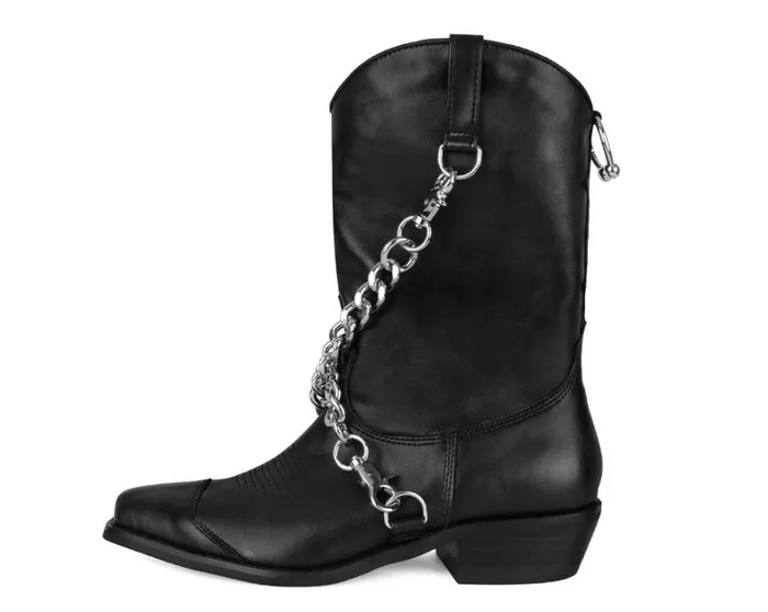 Black Chain Western Boot Women TUK Shoes Boots