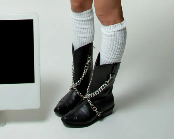 Black Chain Western Boot Women TUK Shoes Boots