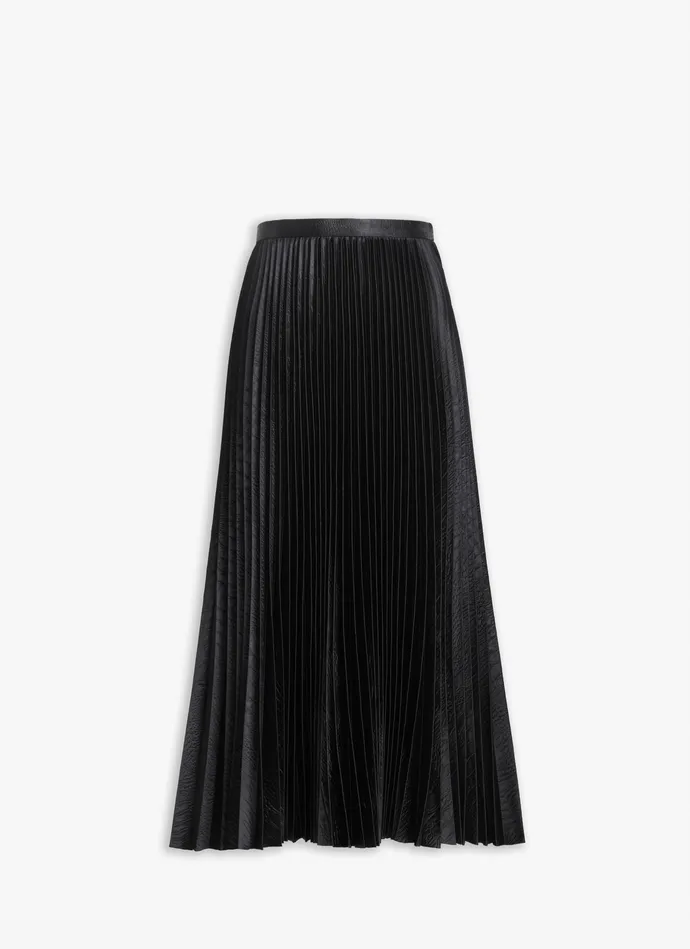 Black CROCODILE SATIN MIDI SKIRT Women Alaa Skirts