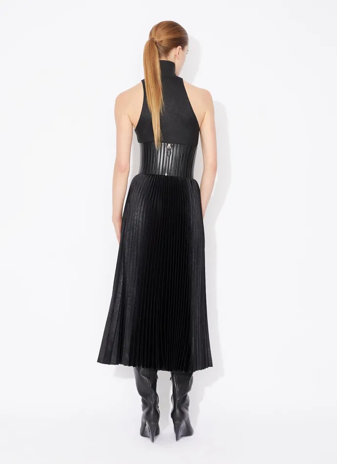 Black CROCODILE SATIN MIDI SKIRT Women Alaa Skirts