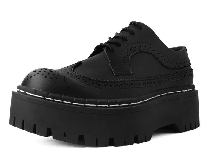 Black Double Decker Brogue Men TUK Shoes Dress Shoes