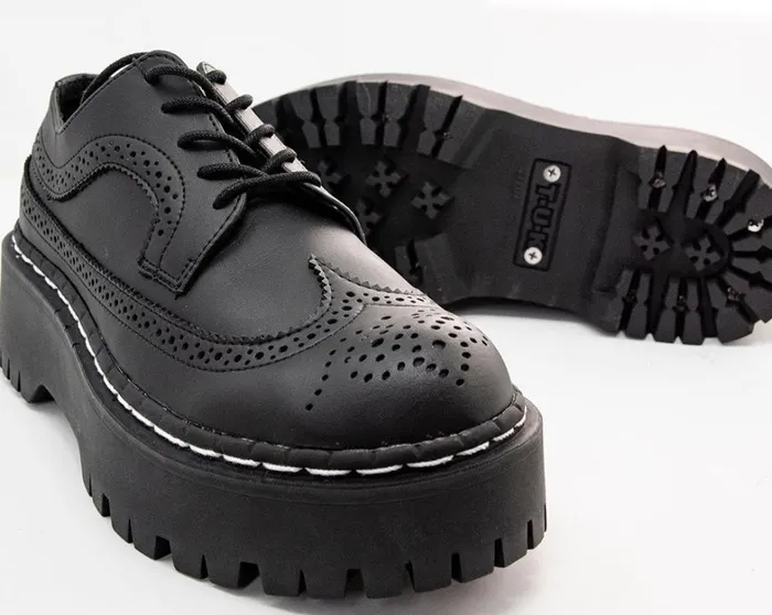 Black Double Decker Brogue Men TUK Shoes Dress Shoes Black Double Decker Brogue Men TUK Shoes Dress Shoes