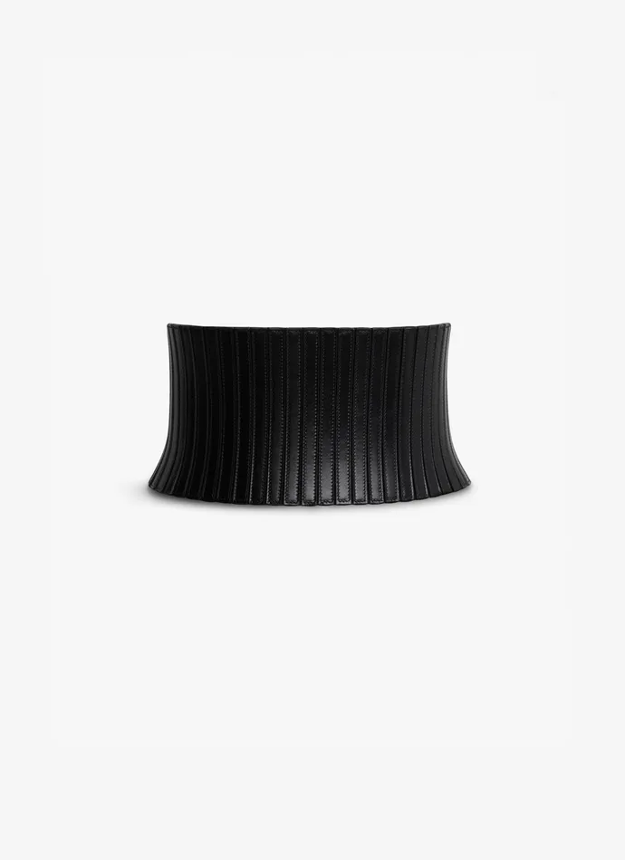 Black ELASTIC CORSET BELT IN STRETCH AND LEATHER Women Alaa Corset Belts