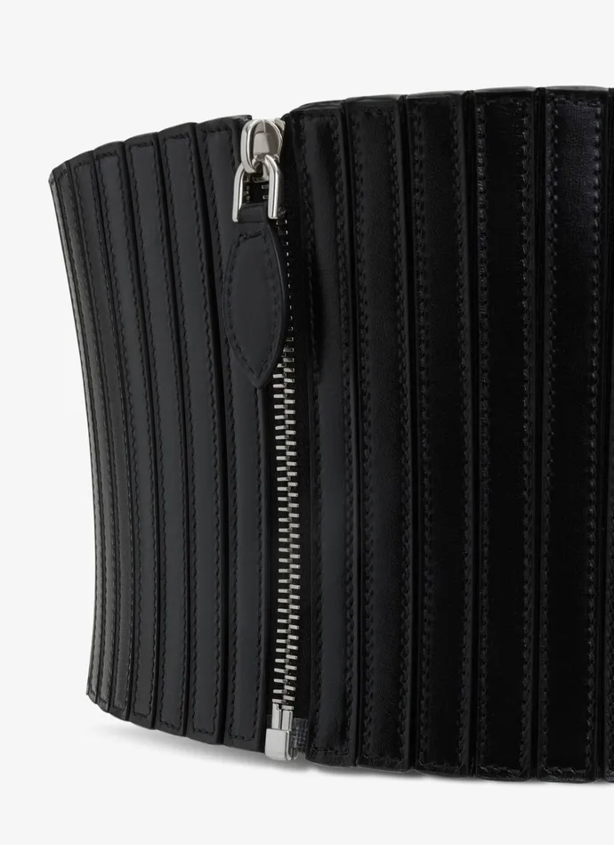 Black ELASTIC CORSET BELT IN STRETCH AND LEATHER Women Alaa Corset Belts
