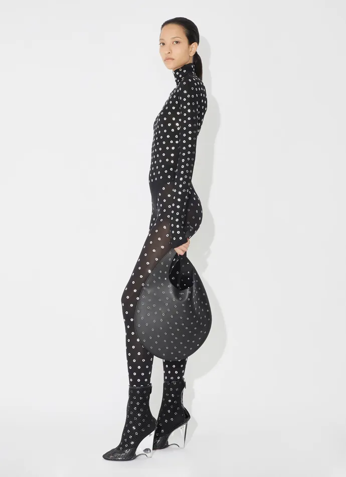 Black Eyelet Jersey Body Women Alaa Bodysuits and Leggings