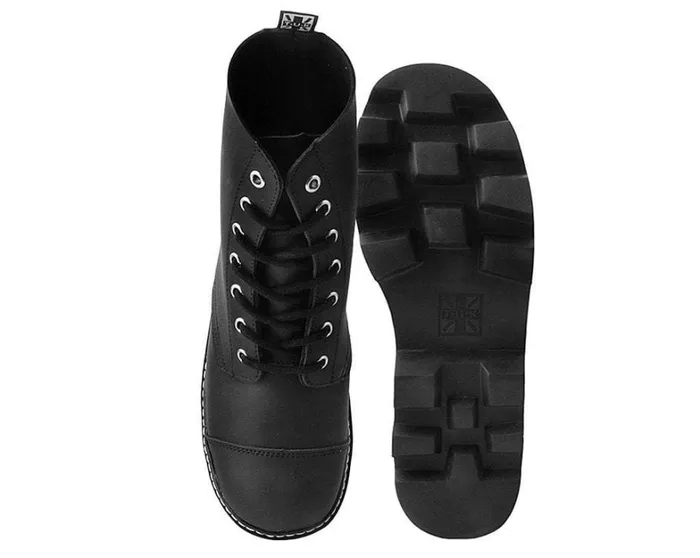 Black Faux Leather 7Eyelet Dino Lug Sole Boots Women TUK Shoes Boots Black Faux Leather 7Eyelet Dino Lug Sole Boots Women TUK Shoes Boots