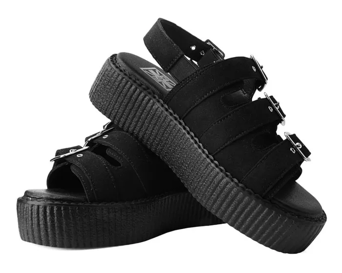 Black Faux Suede 3Buckle Mondo Sandal Women TUK Shoes Sandals Black Faux Suede 3Buckle Mondo Sandal Women TUK Shoes Sandals