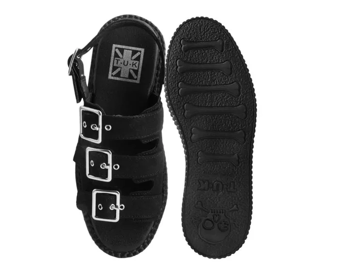 Black Faux Suede 3Buckle Mondo Sandal Women TUK Shoes Sandals Black Faux Suede 3Buckle Mondo Sandal Women TUK Shoes Sandals