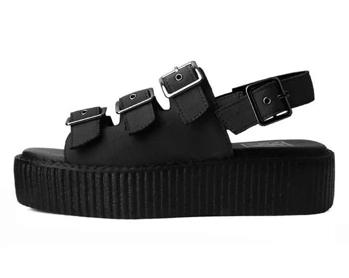Black Faux Suede 3Buckle Mondo Sandal Women TUK Shoes Sandals Black Faux Suede 3Buckle Mondo Sandal Women TUK Shoes Sandals
