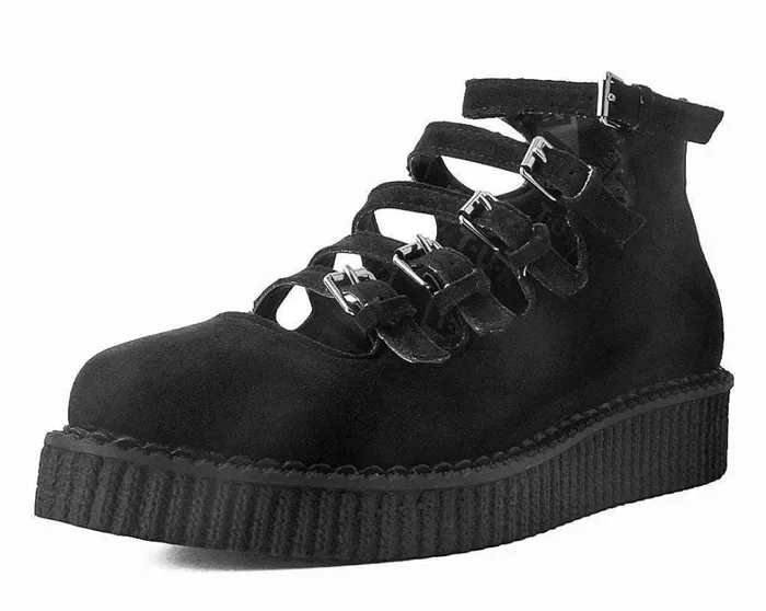 Black Faux Suede Vegan MultiStrap Pointed Mary Jane Creeper Shoes Women TUK Shoes Vegan Black Faux Suede Vegan MultiStrap Pointed Mary Jane Creeper Shoes Women TUK Shoes Vegan