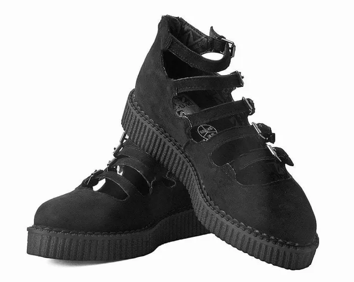 Black Faux Suede Vegan MultiStrap Pointed Mary Jane Creeper Shoes Women TUK Shoes Vegan Black Faux Suede Vegan MultiStrap Pointed Mary Jane Creeper Shoes Women TUK Shoes Vegan