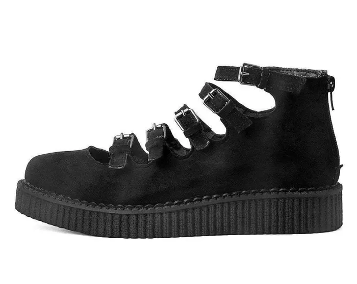Black Faux Suede Vegan MultiStrap Pointed Mary Jane Creeper Shoes Women TUK Shoes Vegan Black Faux Suede Vegan MultiStrap Pointed Mary Jane Creeper Shoes Women TUK Shoes Vegan