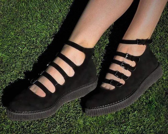 Black Faux Suede Vegan MultiStrap Pointed Mary Jane Creeper Shoes Women TUK Shoes Vegan Black Faux Suede Vegan MultiStrap Pointed Mary Jane Creeper Shoes Women TUK Shoes Vegan