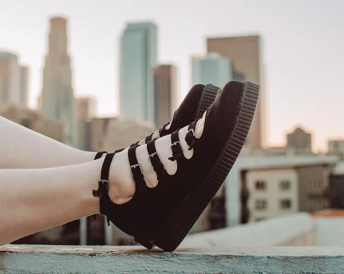 Black Faux Suede Vegan MultiStrap Pointed Mary Jane Creeper Shoes Women TUK Shoes Vegan Black Faux Suede Vegan MultiStrap Pointed Mary Jane Creeper Shoes Women TUK Shoes Vegan