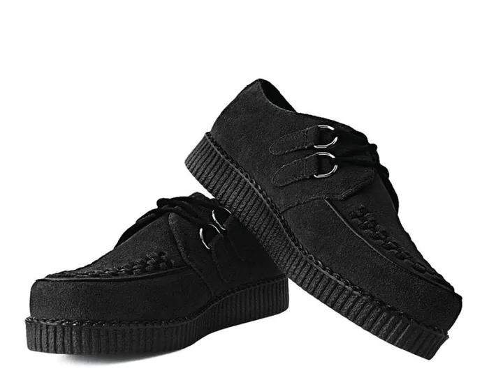 Black Faux Suede Viva Low Creeper Women TUK Shoes Vegan Black Faux Suede Viva Low Creeper Women TUK Shoes Vegan