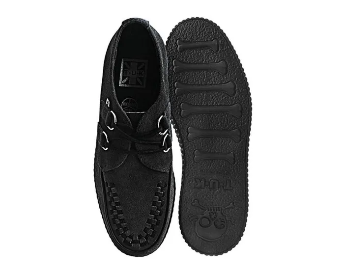 Black Faux Suede Viva Low Creeper Women TUK Shoes Vegan Black Faux Suede Viva Low Creeper Women TUK Shoes Vegan
